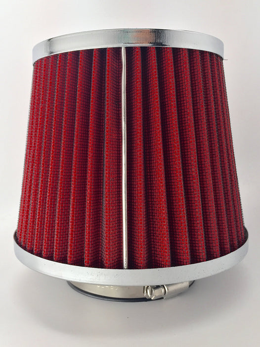 Universal High Performance 3'' Inch Inlet Cone Dry Flow Air Filter Oil Free (Red)