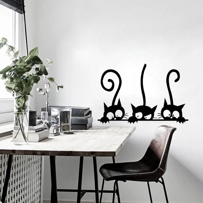 Lovely 3 Black Cute Cats Wall Sticker Moder Cat Wall Stickers Girls Vinyl Home Decor Cute Cat Living Room Children Room