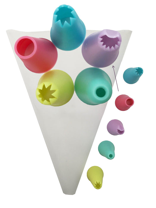 JJMG Silicone Rainbow Piping Tips (5 Pieces)