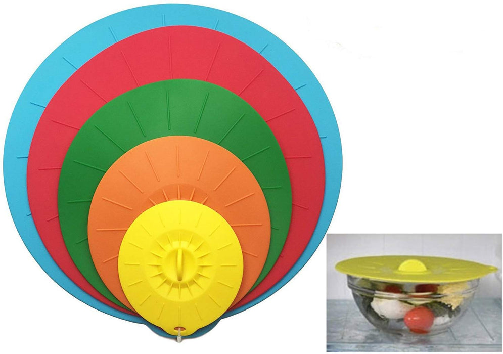 Food Grade Silicone Bowl Lids Food Saver Covers (Set of 5)