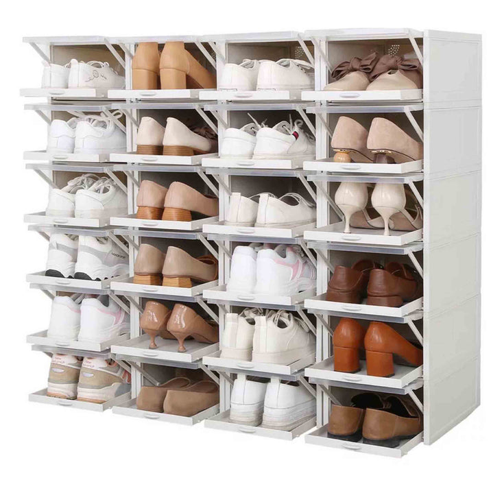 JJMG Pull-Out Sliding Stackable Shoe Boxes