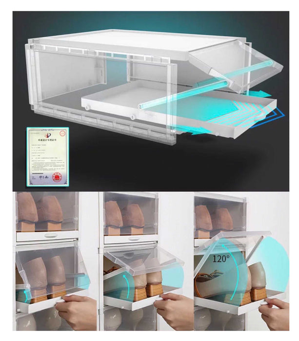 JJMG Pull-Out Sliding Stackable Shoe Boxes