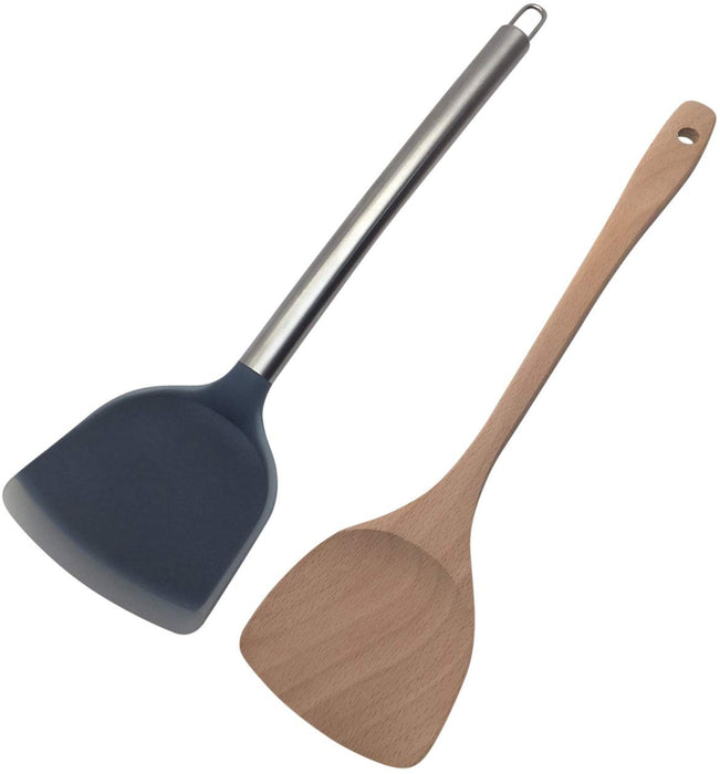 Wood, Silicone Spatula, Turner Kitchen Utensils (Set of 3)