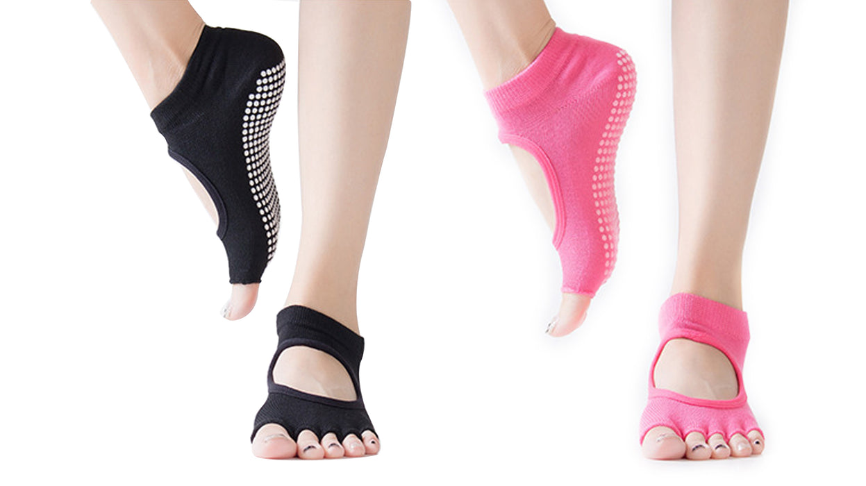 JJMG Non-Skid Resistant Toeless Grip Yoga Socks
