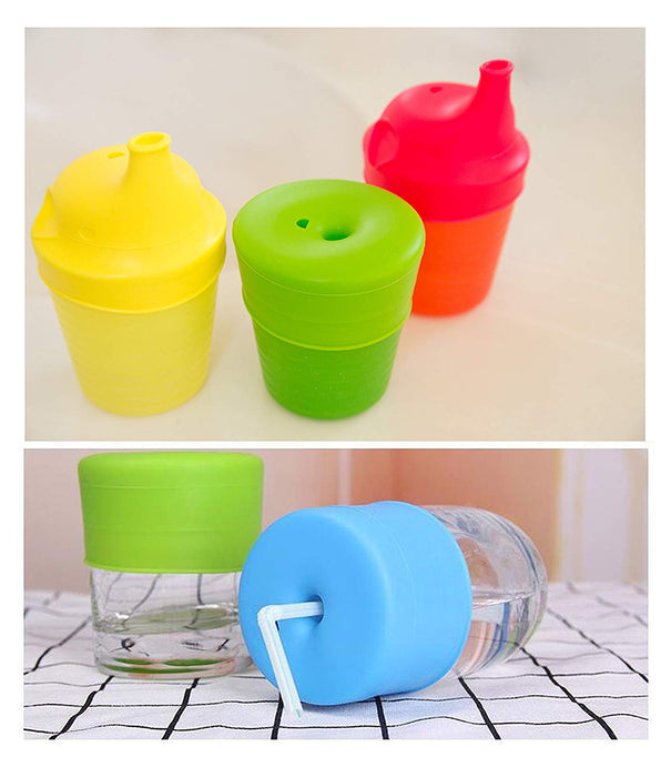 JJMG New Silicone Elephant Sprout Cup Lids with Spill Proof Design and Boon Snug Straw with Splash Resistant Covers for Babies and Toddlers