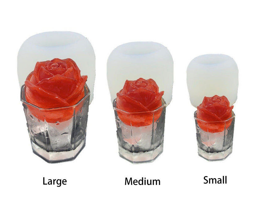 3D Rose Shaped Silicone Ice Mold Set of 3