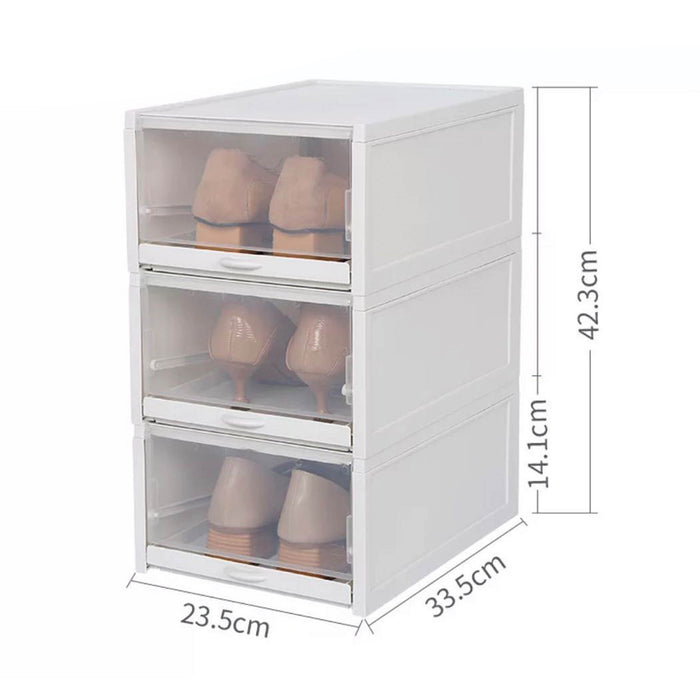 JJMG Pull-Out Sliding Stackable Shoe Boxes