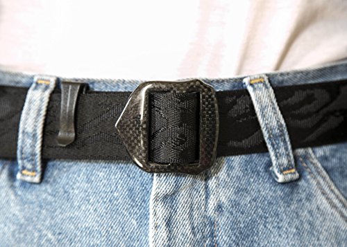 JJMG Men’s Security Friendly Real Carbon Fiber Buckle Black 1.5“ Belt