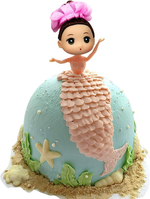 JJMG New 10 Mermaid Princess Doll Pack Cake Toppers Ocean Princess for Cake Decoration (Pink & Blue)