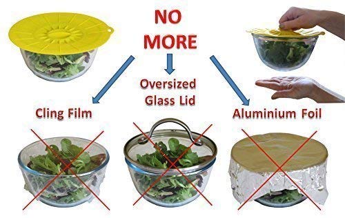 Food Grade Silicone Bowl Lids Food Saver Covers (Set of 5)