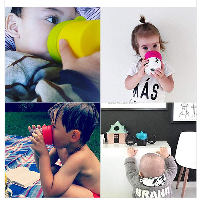 JJMG New Silicone Elephant Sprout Cup Lids with Spill Proof Design and Boon Snug Straw with Splash Resistant Covers for Babies and Toddlers