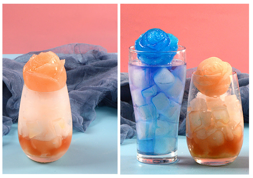 3D Rose Shaped Silicone Ice Mold Set of 3