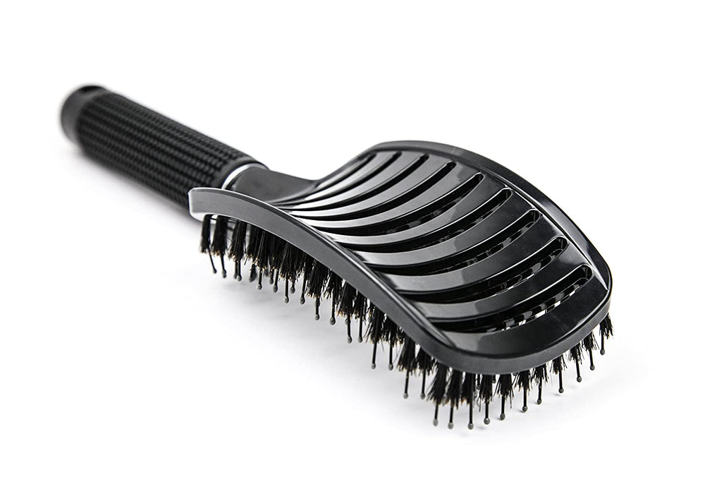 JJMG 2-Piece set Black Curve Vent Boar Bristle Hair Brush