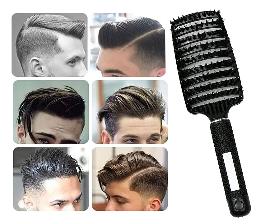 JJMG 2-Piece set Black Curve Vent Boar Bristle Hair Brush