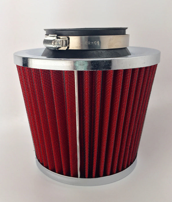 Universal High Performance 3'' Inch Inlet Cone Dry Flow Air Filter Oil Free (Red)