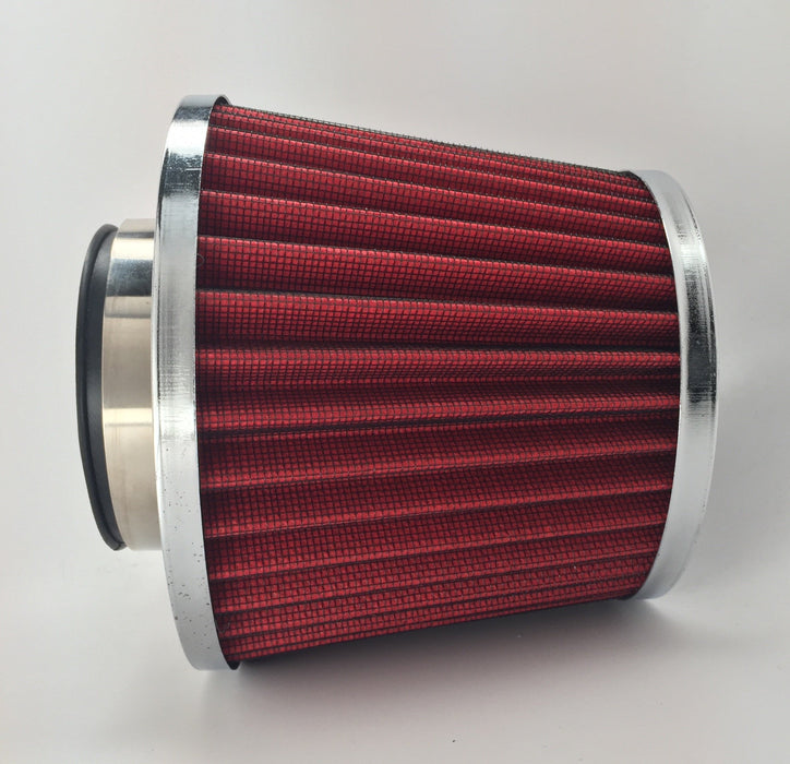 Universal High Performance 3'' Inch Inlet Cone Dry Flow Air Filter Oil Free (Red)
