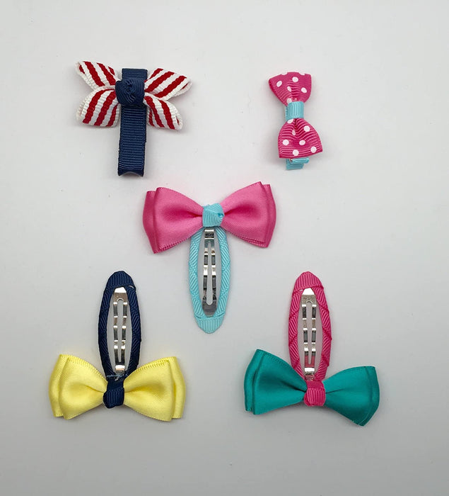 JJMG Handmade Baby Toddler Hair clip sets Princess Theme Hair Barrettes, Flowers, Bows, and fish (Bow set)