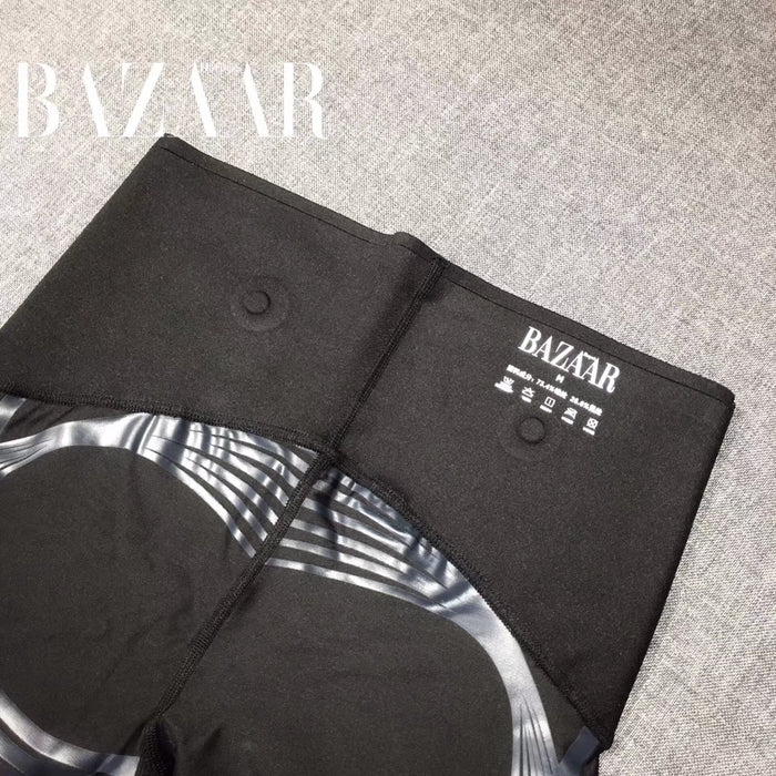 BAZAAR 春夏托玛琳薄款运动提臀裤 正反两面穿 一面全黑 一面蜂窝超酷图案 美国现货 S M L