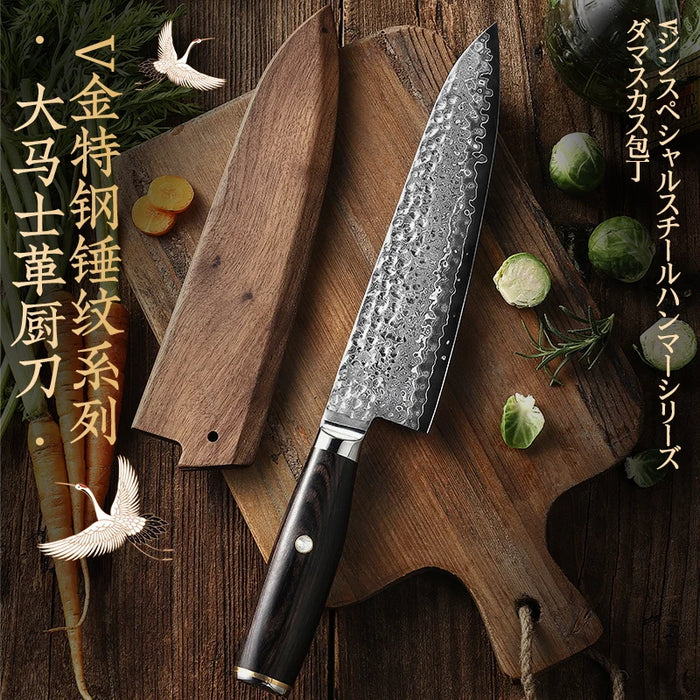 67-layer V gold 10 Damascus steel Hammering kitchen knife chefJapanese style Gyuto SantokuCleaver Paring  Slicing Utility Boning