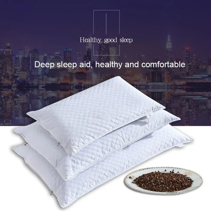 JJMG Buckwheat Pillow Neck Protection Pillows Plaid Shaped Buckwheat Husk Filling Cushion for Nap Sleeping
