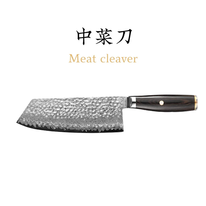 67-layer V gold 10 Damascus steel Hammering kitchen knife chefJapanese style Gyuto SantokuCleaver Paring  Slicing Utility Boning