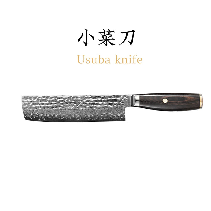 67-layer V gold 10 Damascus steel Hammering kitchen knife chefJapanese style Gyuto SantokuCleaver Paring  Slicing Utility Boning