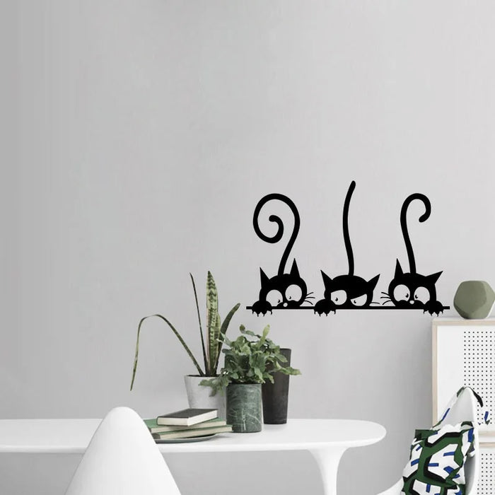 Lovely 3 Black Cute Cats Wall Sticker Moder Cat Wall Stickers Girls Vinyl Home Decor Cute Cat Living Room Children Room