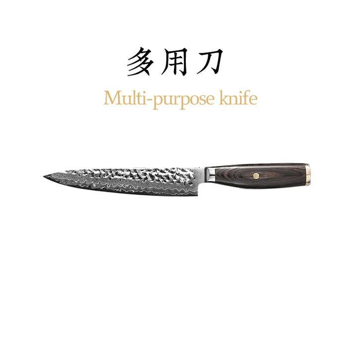 67-layer V gold 10 Damascus steel Hammering kitchen knife chefJapanese style Gyuto SantokuCleaver Paring  Slicing Utility Boning