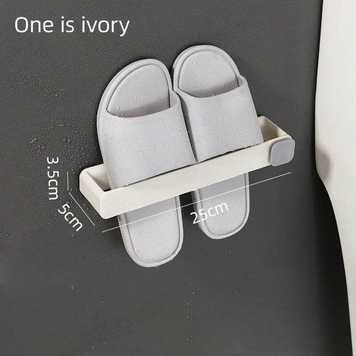 Bathroom Slipper Shelf No Punching Wall Mounted One Piece Shoe Rack Space Saving Shelf Bathroom Hanging