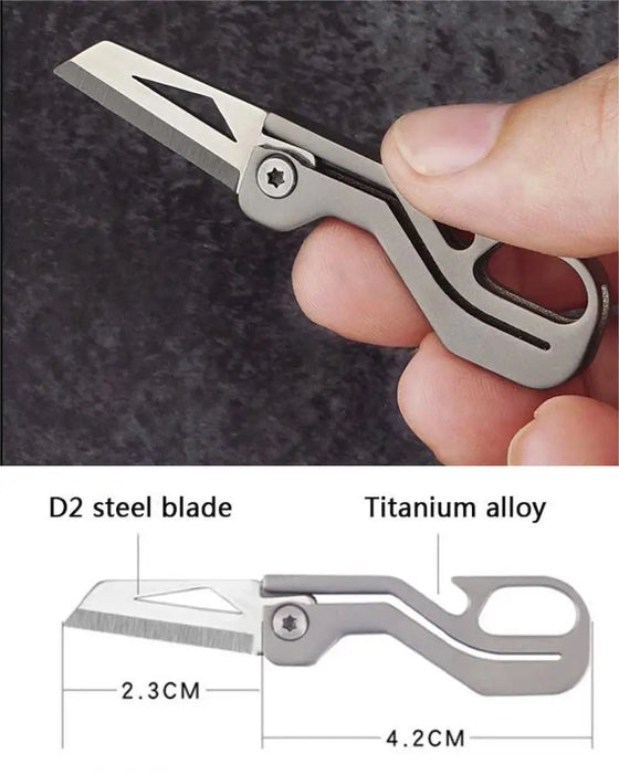 Titanium Alloy Mini Folding Knife High Hardness D2 Steel Sharp Knife With Keychain Pendant Disassembly Express Open Box EDC Tool