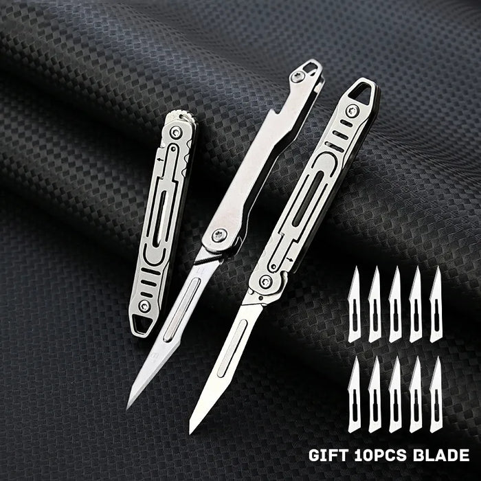 NEW NO11 Replaceable Blades Scalpel Folding Knife Quick Open Portable EDC Pocket Knife 10 Blade Free Useful Tool For Home Office