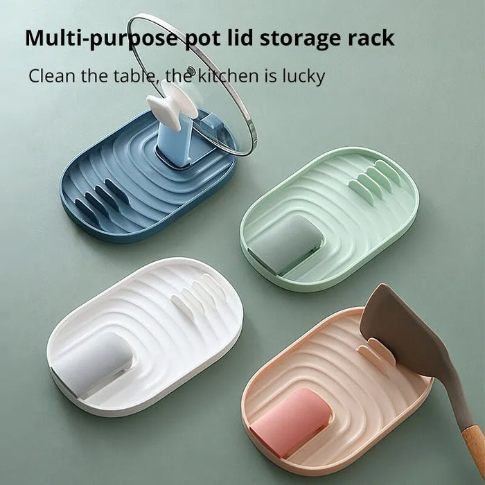 1pc Green/Pink/Bule/Pink Silicone Nordic Style Pot Lid Shovel Storage Rack Practical Multifunctional Kitchen Supply Non Slip