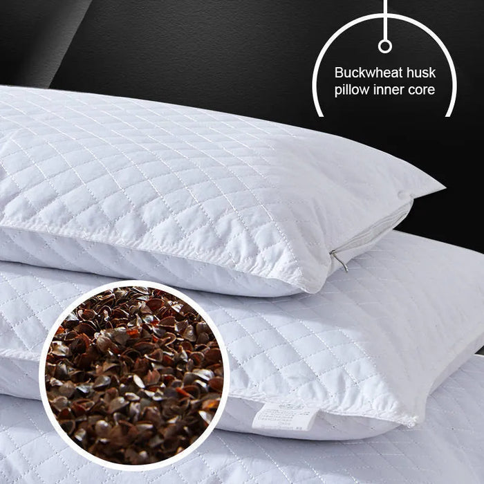 JJMG Buckwheat Pillow Neck Protection Pillows Plaid Shaped Buckwheat Husk Filling Cushion for Nap Sleeping