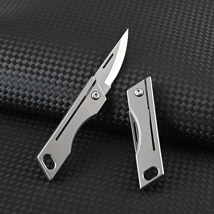 Titanium Alloy Mini Folding Knife High Hardness D2 Steel Sharp Knife With Keychain Pendant Disassembly Express Open Box EDC Tool