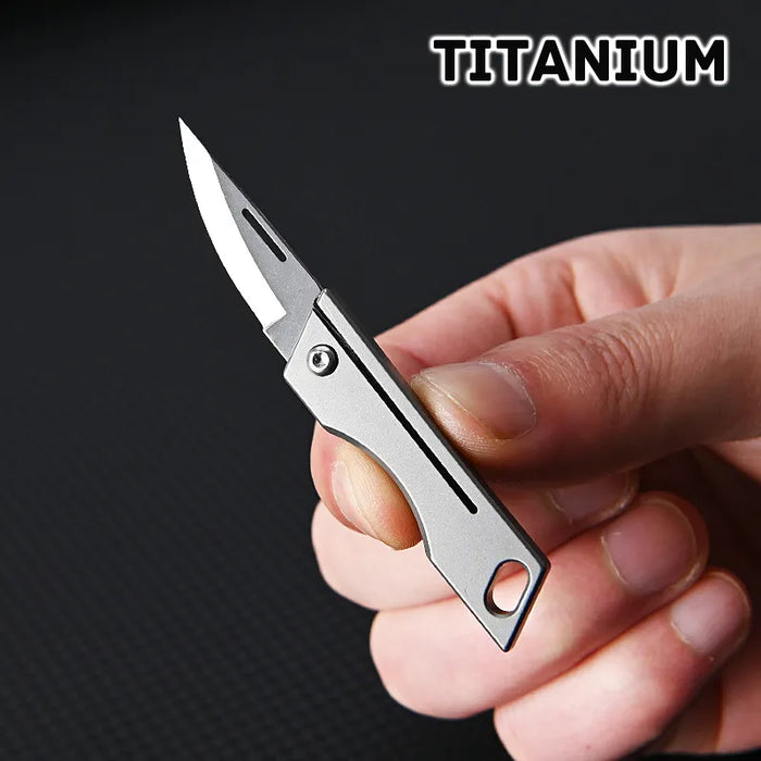 Titanium Alloy Mini Folding Knife High Hardness D2 Steel Sharp Knife With Keychain Pendant Disassembly Express Open Box EDC Tool