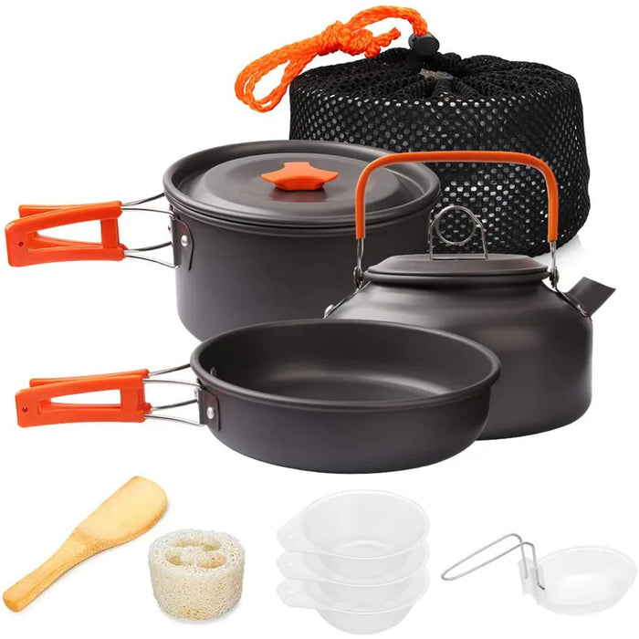 Afoxsos Outdoor Aluminum Camping Cookware Set Picnic Stove Hiking Pot Pans Kit (12-Pieces)