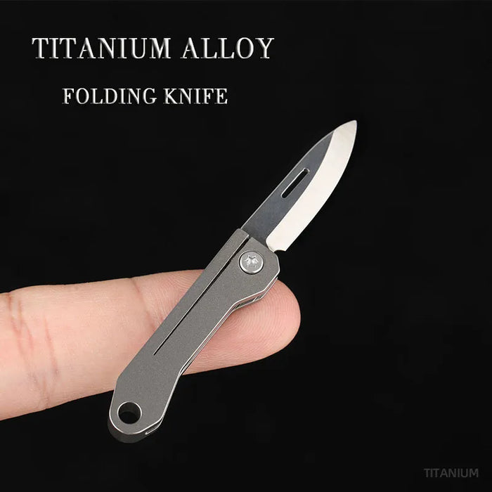 Titanium Alloy Mini Folding Knife High Hardness D2 Steel Sharp Knife With Keychain Pendant Disassembly Express Open Box EDC Tool