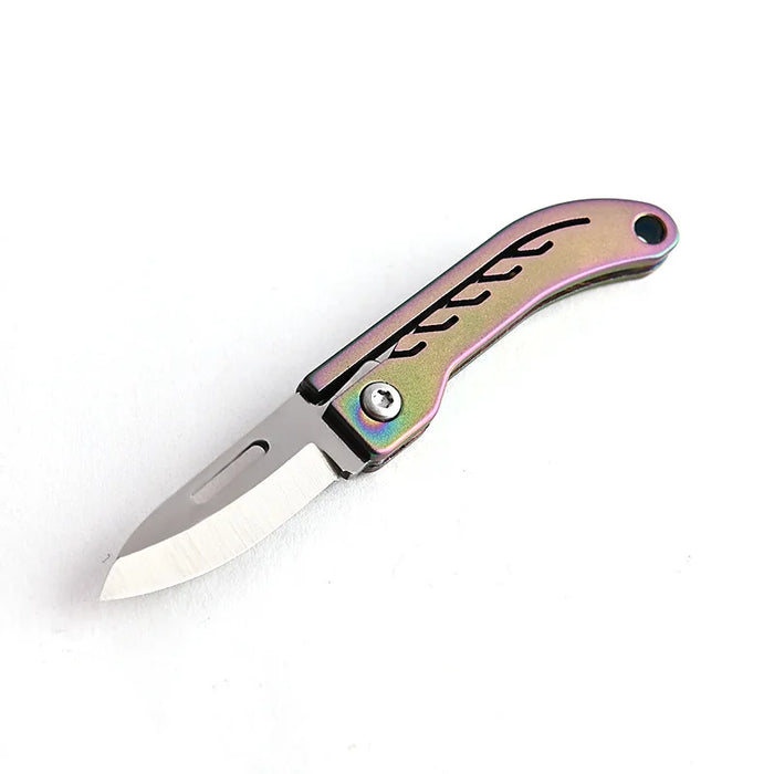 Titanium Alloy Mini Folding Knife High Hardness D2 Steel Sharp Knife With Keychain Pendant Disassembly Express Open Box EDC Tool