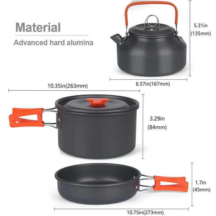 Camping Cookware Kit Outdoor Cooking Set Aluminum Equipment Outdoor Pot Travel Tableware Kitchen Hiking Picnic BBQ