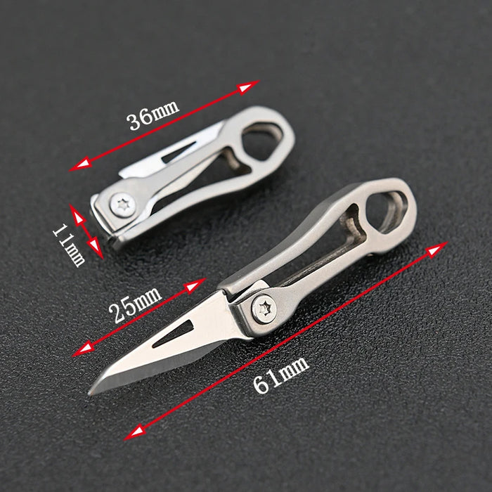 Titanium Alloy Mini Folding Knife High Hardness D2 Steel Sharp Knife With Keychain Pendant Disassembly Express Open Box EDC Tool