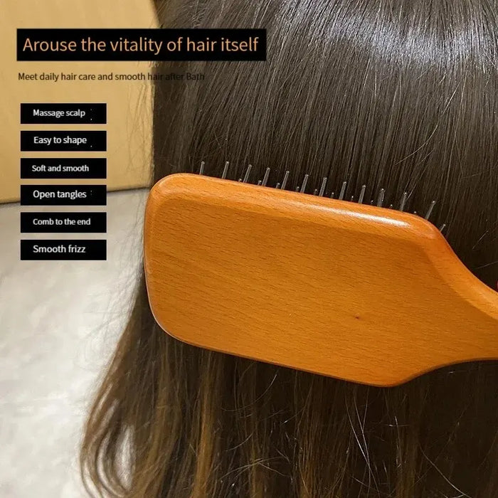 Wooden Airbag Massage Comb Scalp Care Female Curly Hair Household High-grade Anti-static Hair Loss Large Board Makeup Comb