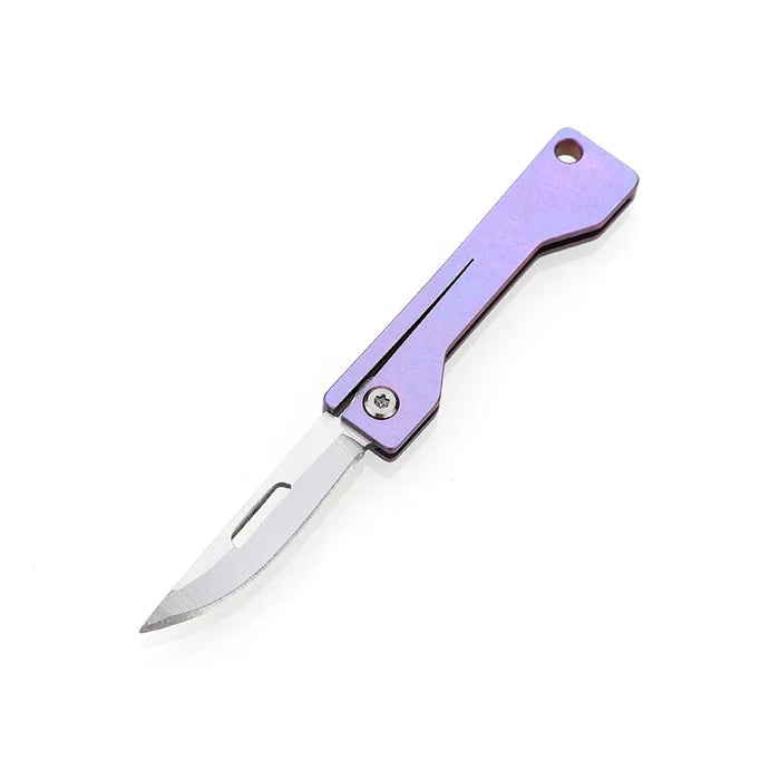 Titanium Alloy Mini Folding Knife High Hardness D2 Steel Sharp Knife With Keychain Pendant Disassembly Express Open Box EDC Tool