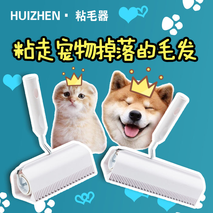Lint Roller Sticky Roller Pet Hair Roller, Long Handle Sticky Mop With 4-Foot Extendable Handle