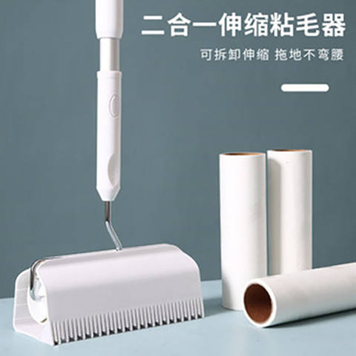 Lint Roller Sticky Roller Pet Hair Roller, Long Handle Sticky Mop With 4-Foot Extendable Handle