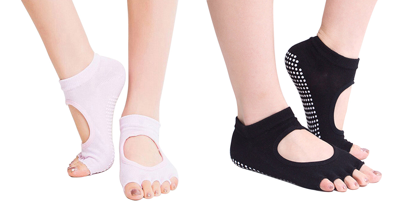 JJMG Non-Skid Resistant Toeless Grip Yoga Socks