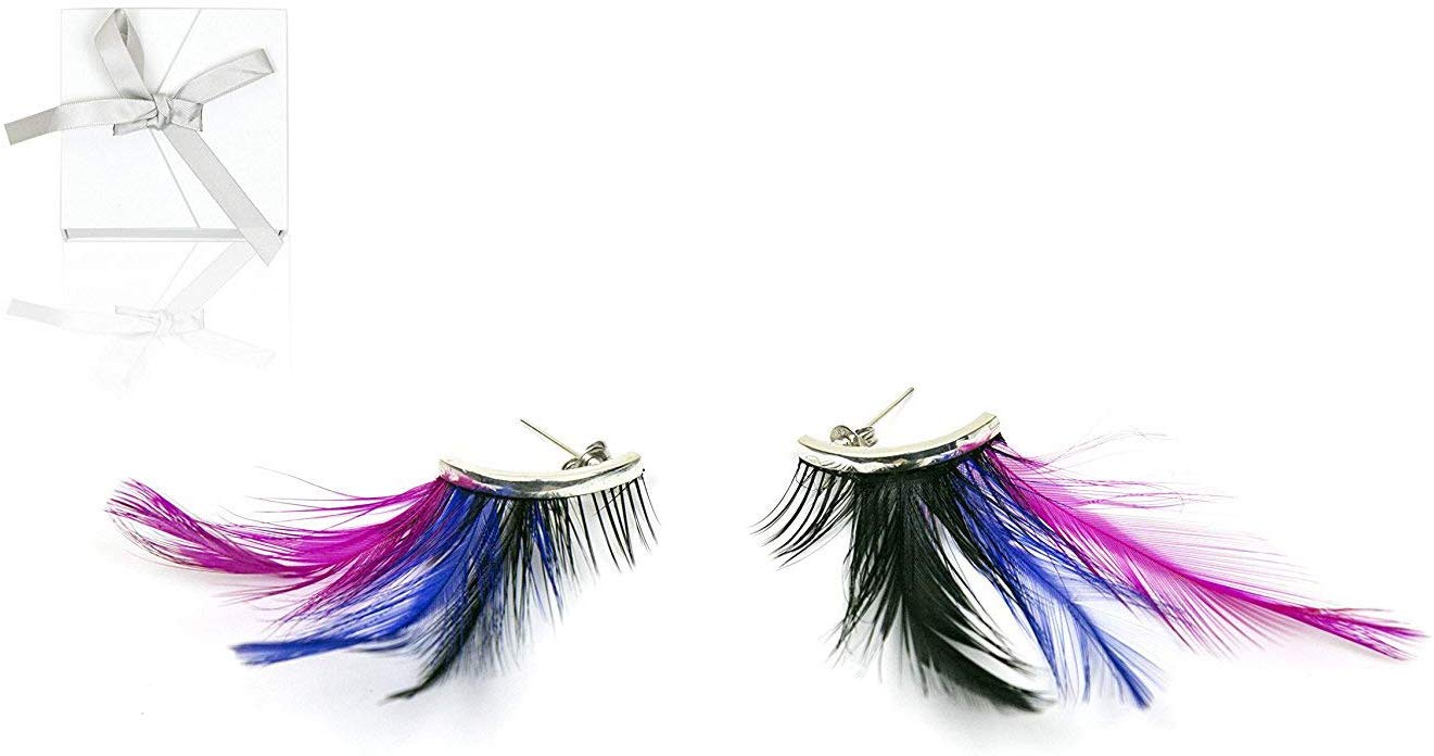 JJMG Women Teens Fashion Feather Dangle Earrings Long Drop Bohemian Ethnic Fashion Accessories